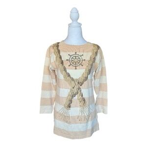 St. John Vintage 90s Nautical Beige Knit Sweater